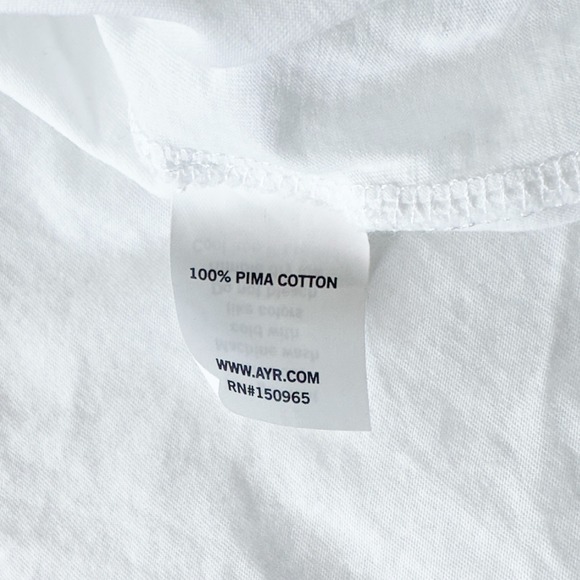 AYR White V-Neck Pima Cotton Tee | Made in Peru | Size XL - Picture 6 of 8